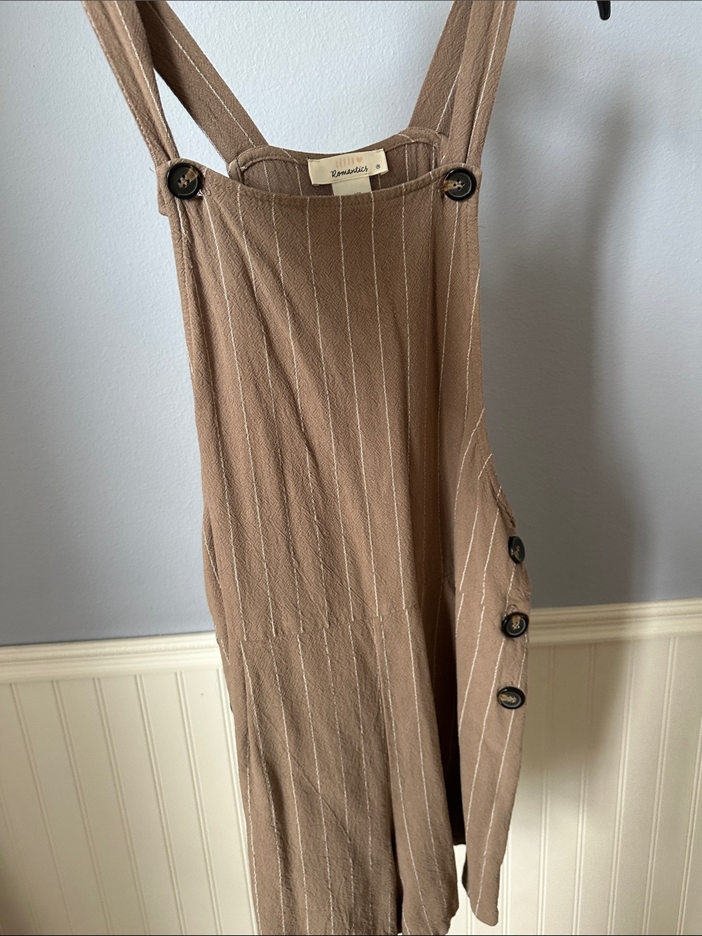 URBAN Romantics Tan Pinstripe Jumper Romper